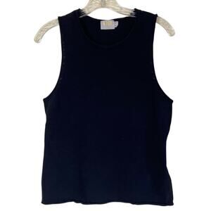 Nation LTD Basic Black Cotton Tank Top Distressed Rolled Trims Casual Minimalist